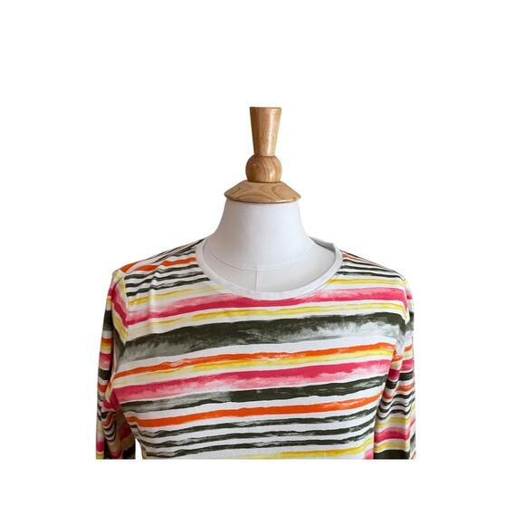 Kim Rogers 100% Cotton Perfectly Soft 3/4 Sleeve Striped T-Shirt, L - Picture 2 of 9